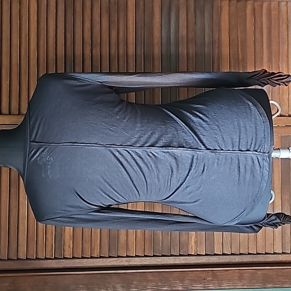 Pilcro Long Sleeve Black Snap Front Top with Ruched Sleeves Women's Size Small - Picture 2 of 13